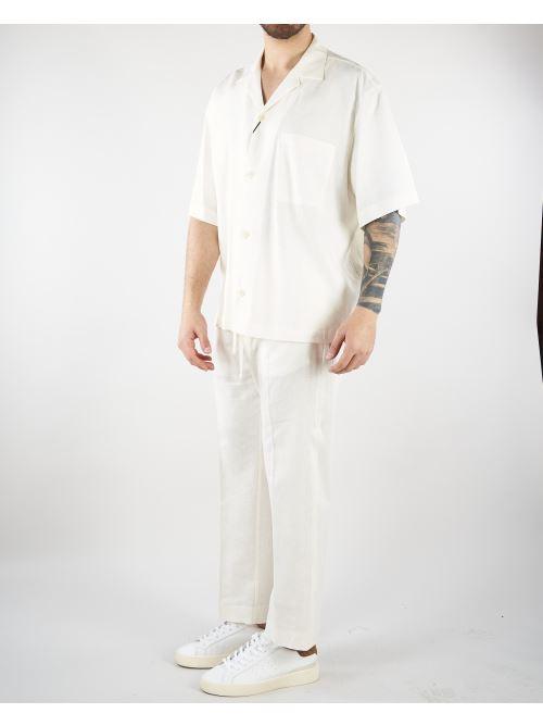 Pantalone Bianco in lino con elastico PA3702 2 I'M BRIAN 