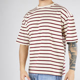 T-shirt Panna-Rosso a righe Relaxed fit B6AB0013 36A AMARANTO 
