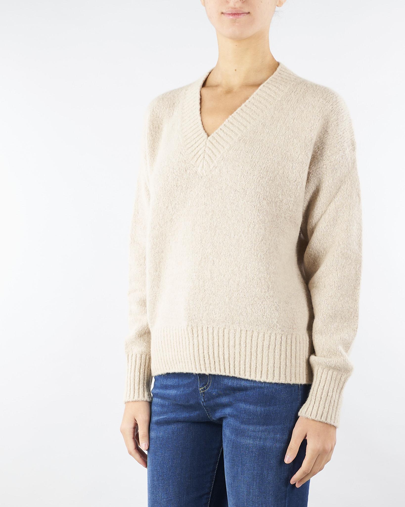 Maglia a V Beige in alpaca e cotone VISITA 2 MAX MARA WEEKEND 
