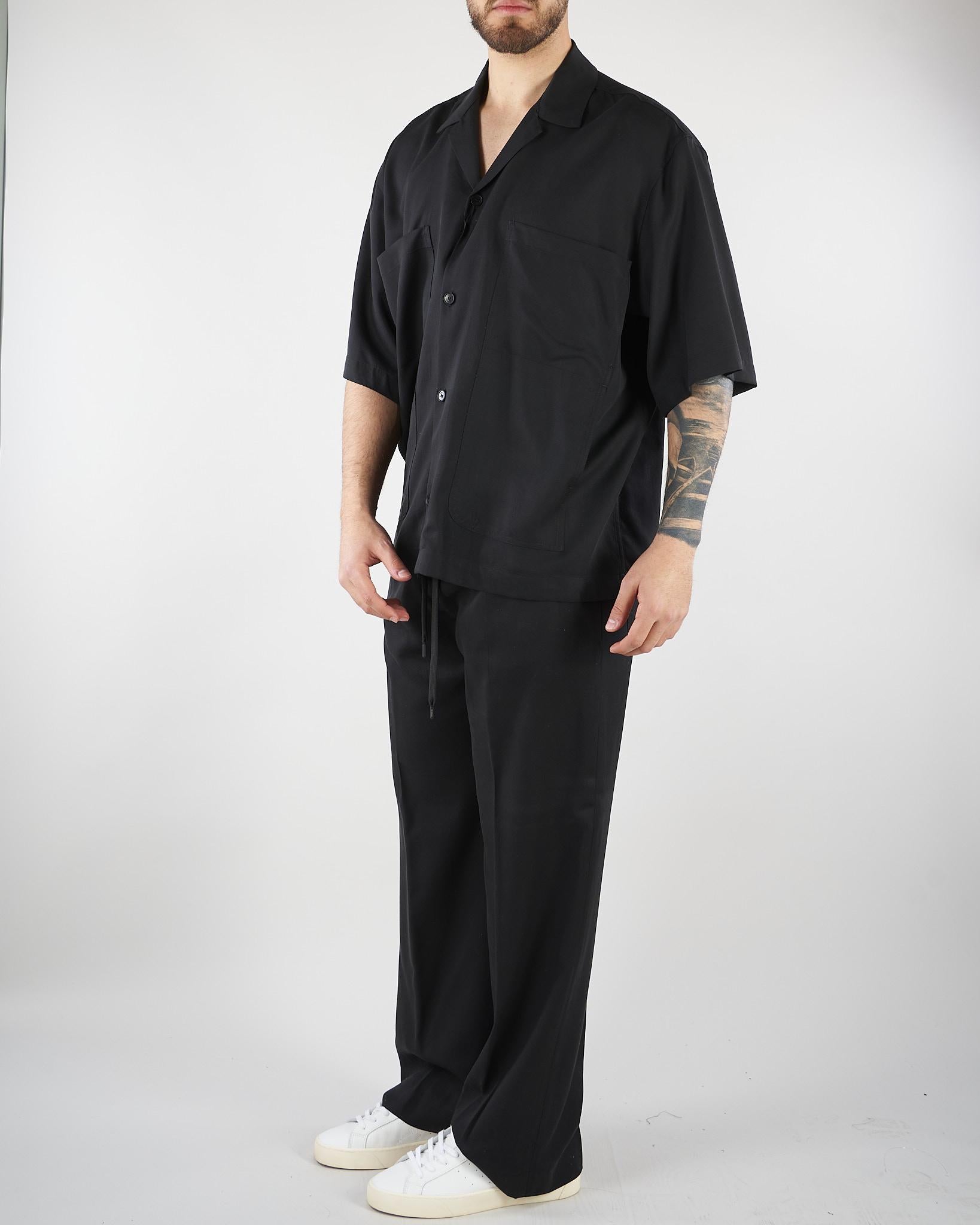 Camicia Nero in tessuto fluido Relaxed fit CA3626 9 I'M BRIAN 