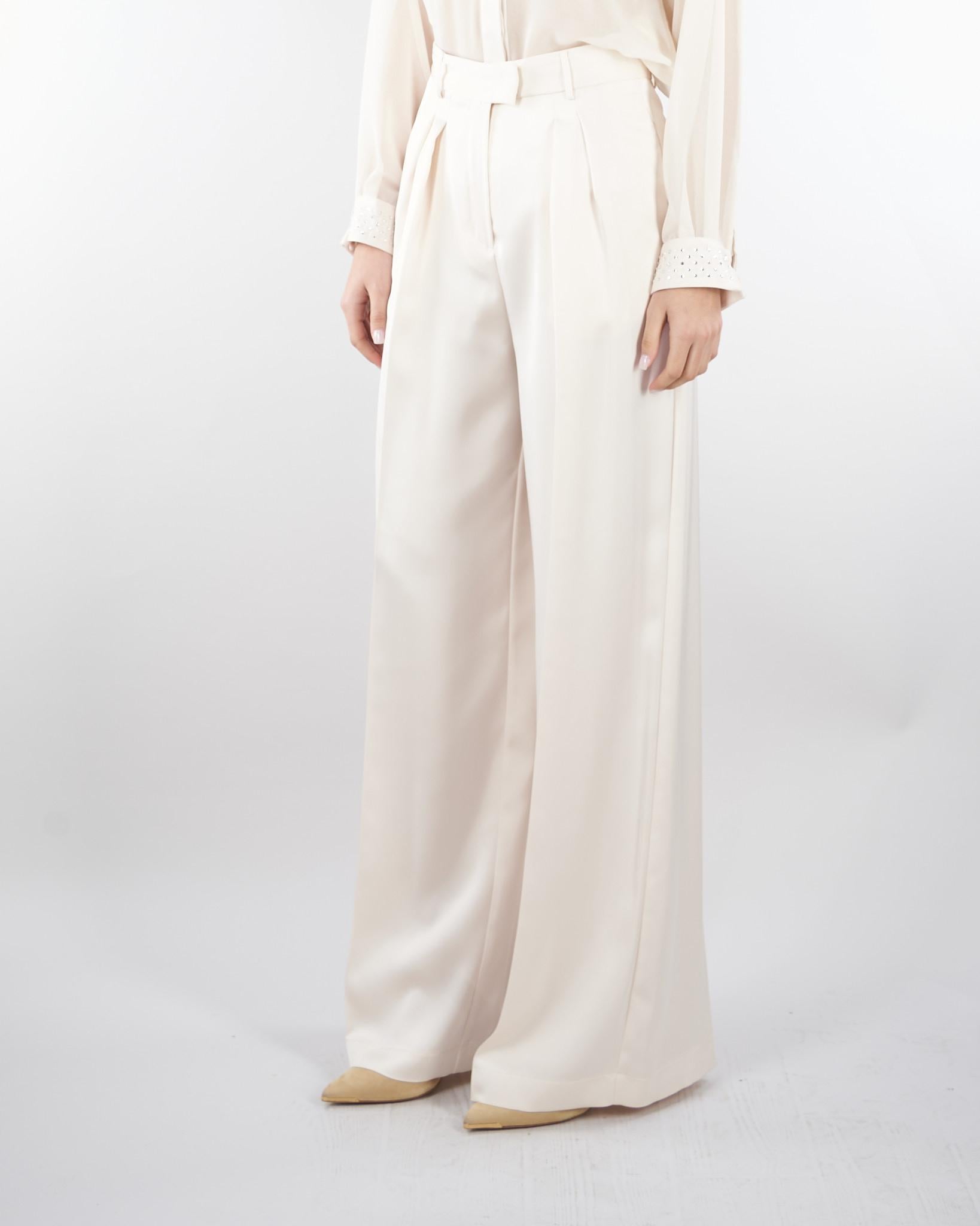 Pantalone Burro in satin con doppia pences PA10301TRAS0040 V0359 SIMONA CORSELLINI 