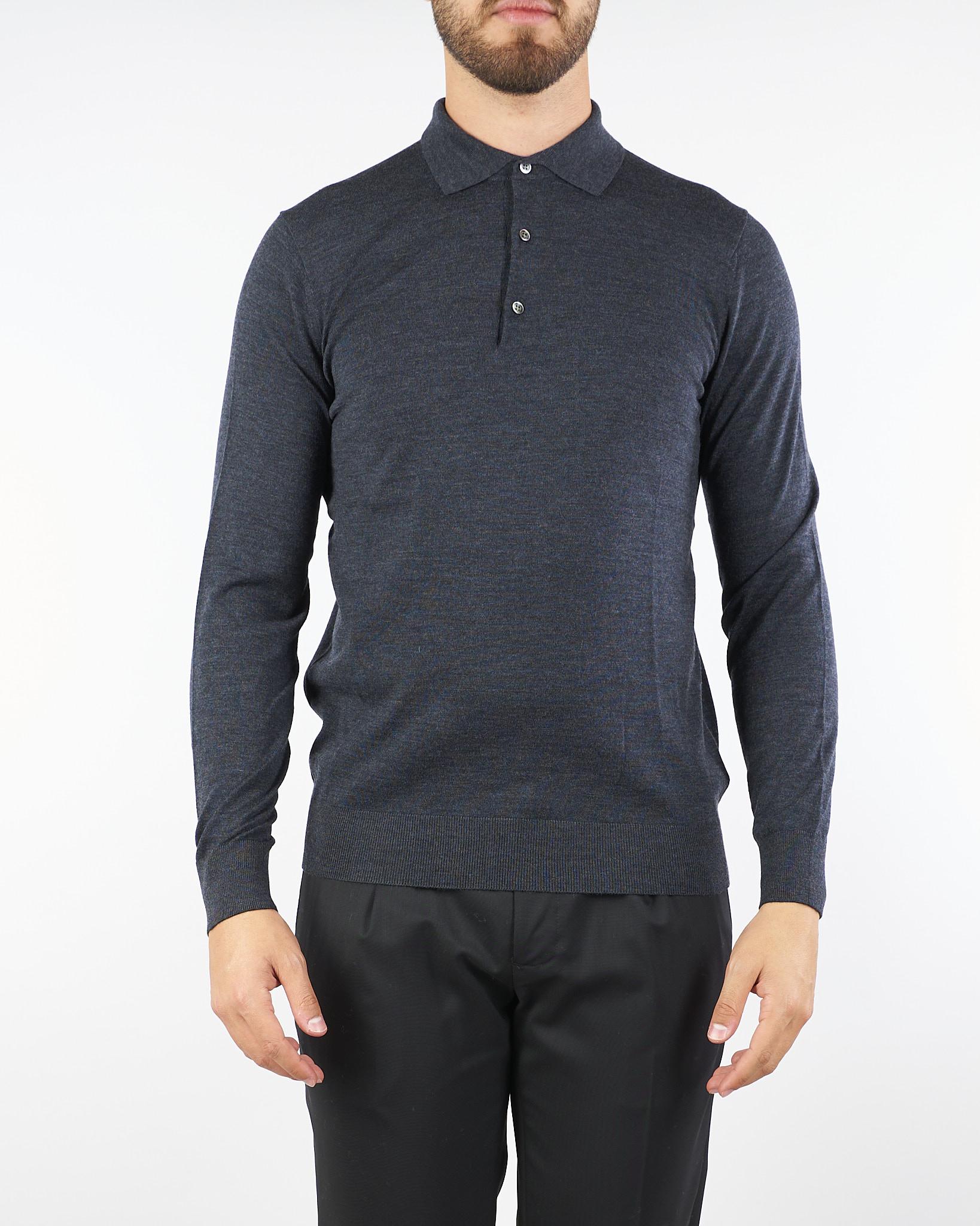 Maglia Polo Antracite in pura lana merinos DK97083 95 DIKTAT 