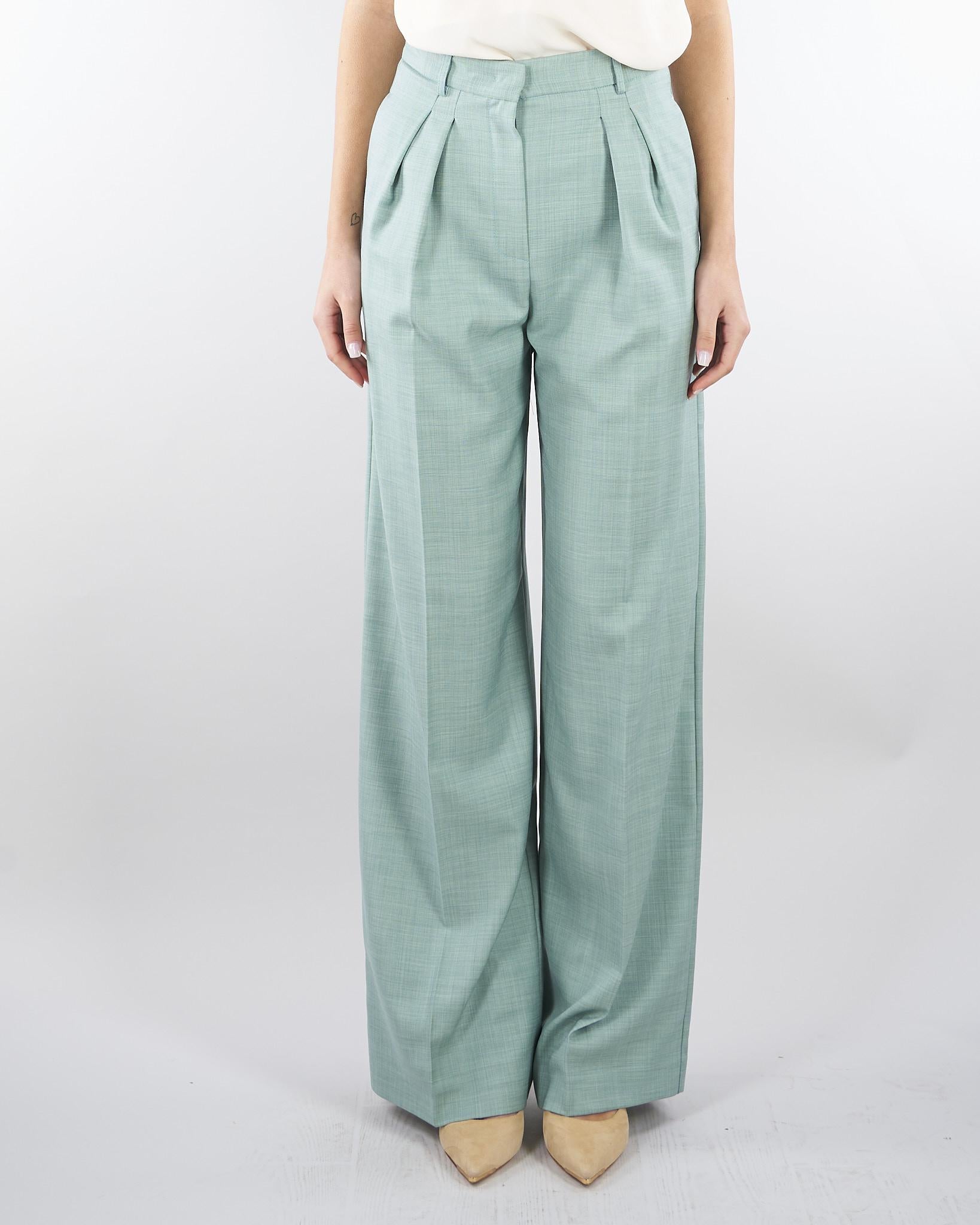 Pantalone Salvia in tramato light PA01201TTEL0014 V0768 SIMONA CORSELLINI 