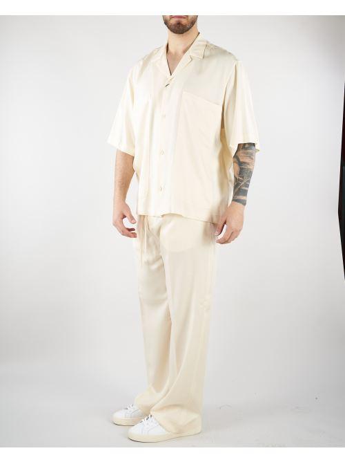 Pantalone Panna in tessuto fluido con gamba e fondo ampio PA3696 2 I'M BRIAN 