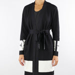 Cardigan Nero-Milk  in viscosa con bande lucide MK02S56E2 EF3 ELISABETTA FRANCHI 