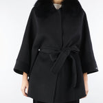 Cappotto Nero in pura lana e cashmere con inserti in vera pelliccia AL407 99 ATELIER LEGORA 