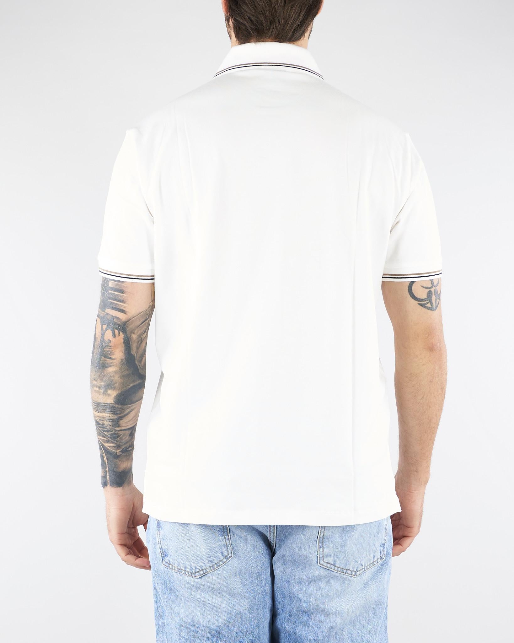 Polo Bianco in piquet con logo EM004607AF23090 U0003 EMPORIO ARMANI 