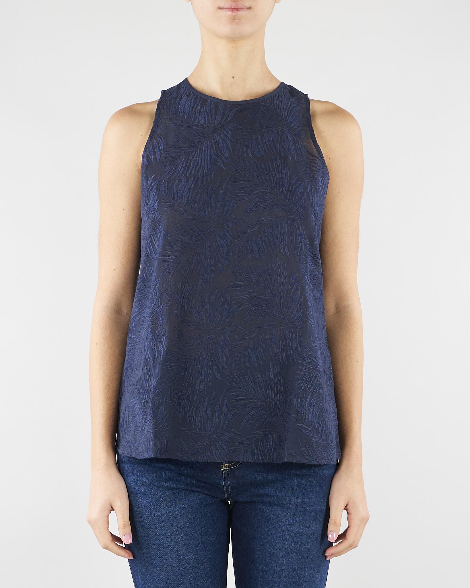 Top Blu in mussola ricamata PBBPOLIS 3 PENNY BLACK 