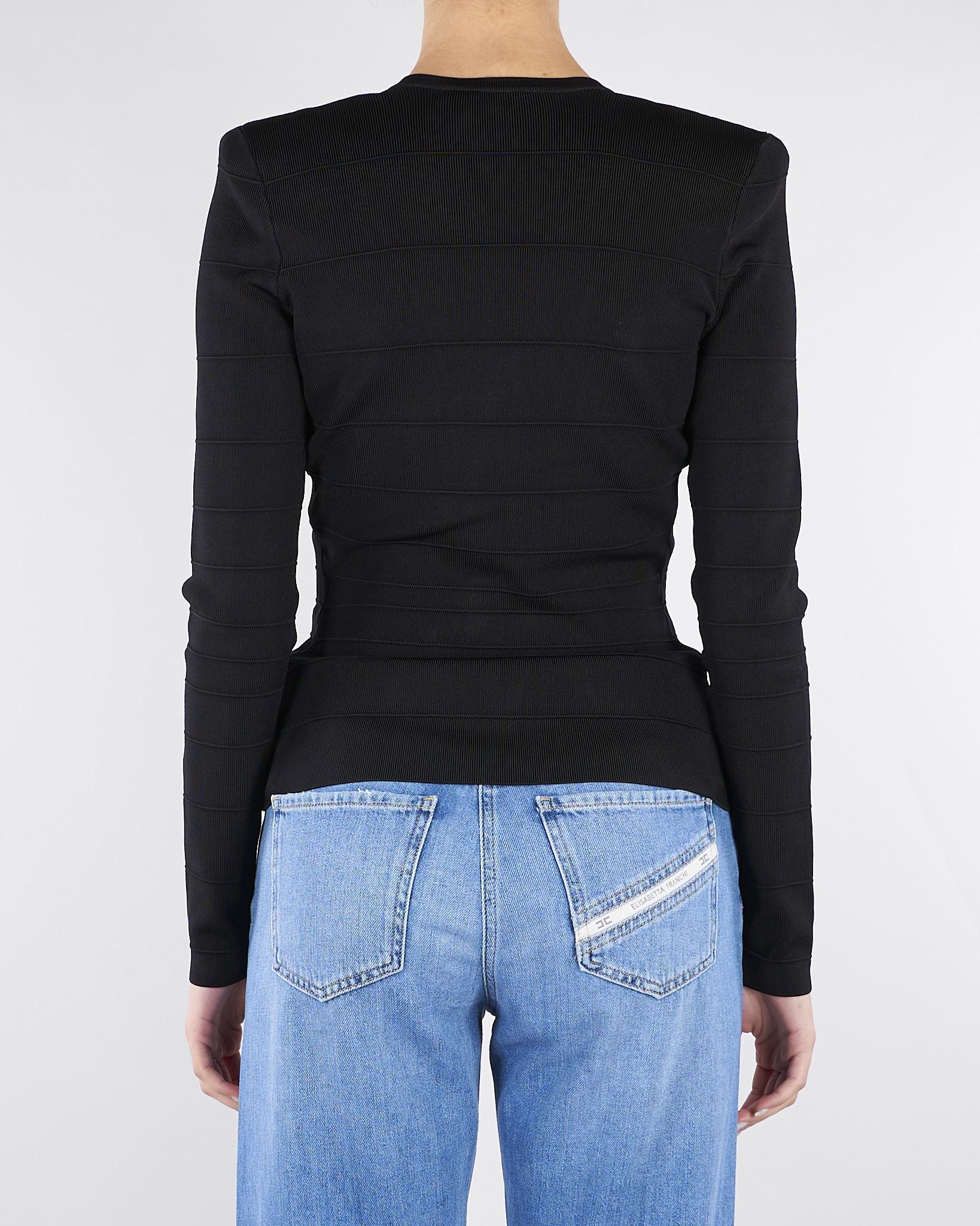 Top Nero-Burro in maglia con bande a righe MK78S61E2 685 ELISABETTA FRANCHI 