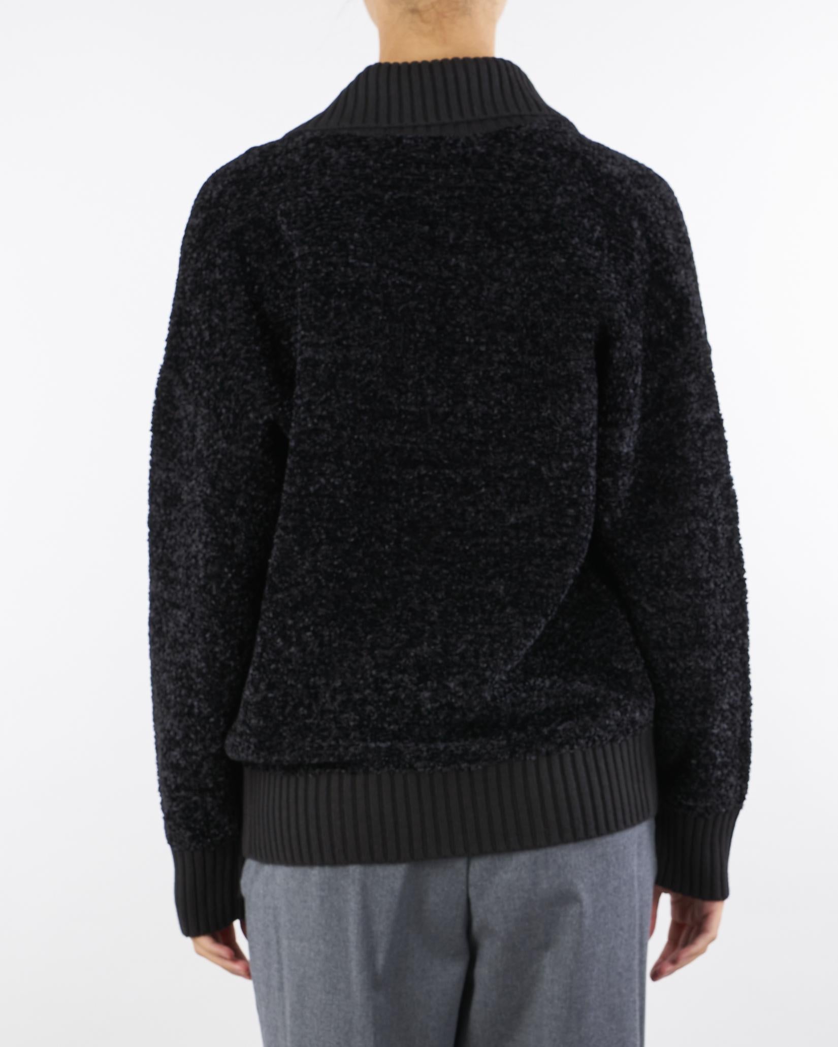 Cardigan Nero in ciniglia bouclé con bottoni gioiello MK44S57E2 110 ELISABETTA FRANCHI 