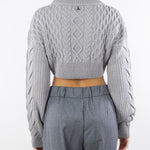 Maglione Grigio cropped con motivo intrecciato 2K0333K217 S733 PATRIZIA PEPE 