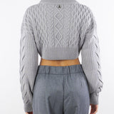 Maglione Grigio cropped con motivo intrecciato 2K0333K217 S733 PATRIZIA PEPE 