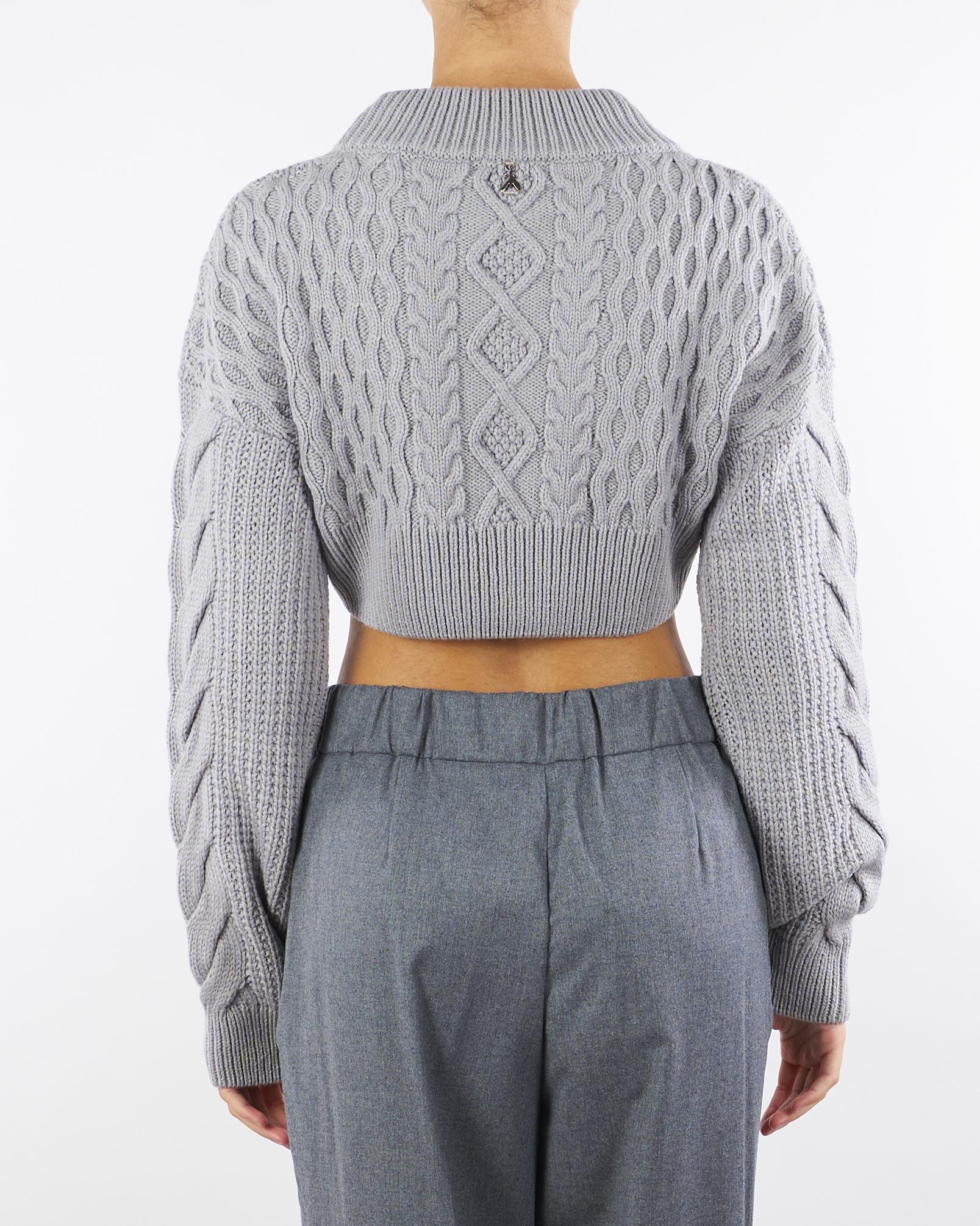 Maglione Grigio cropped con motivo intrecciato 2K0333K217 S733 PATRIZIA PEPE 
