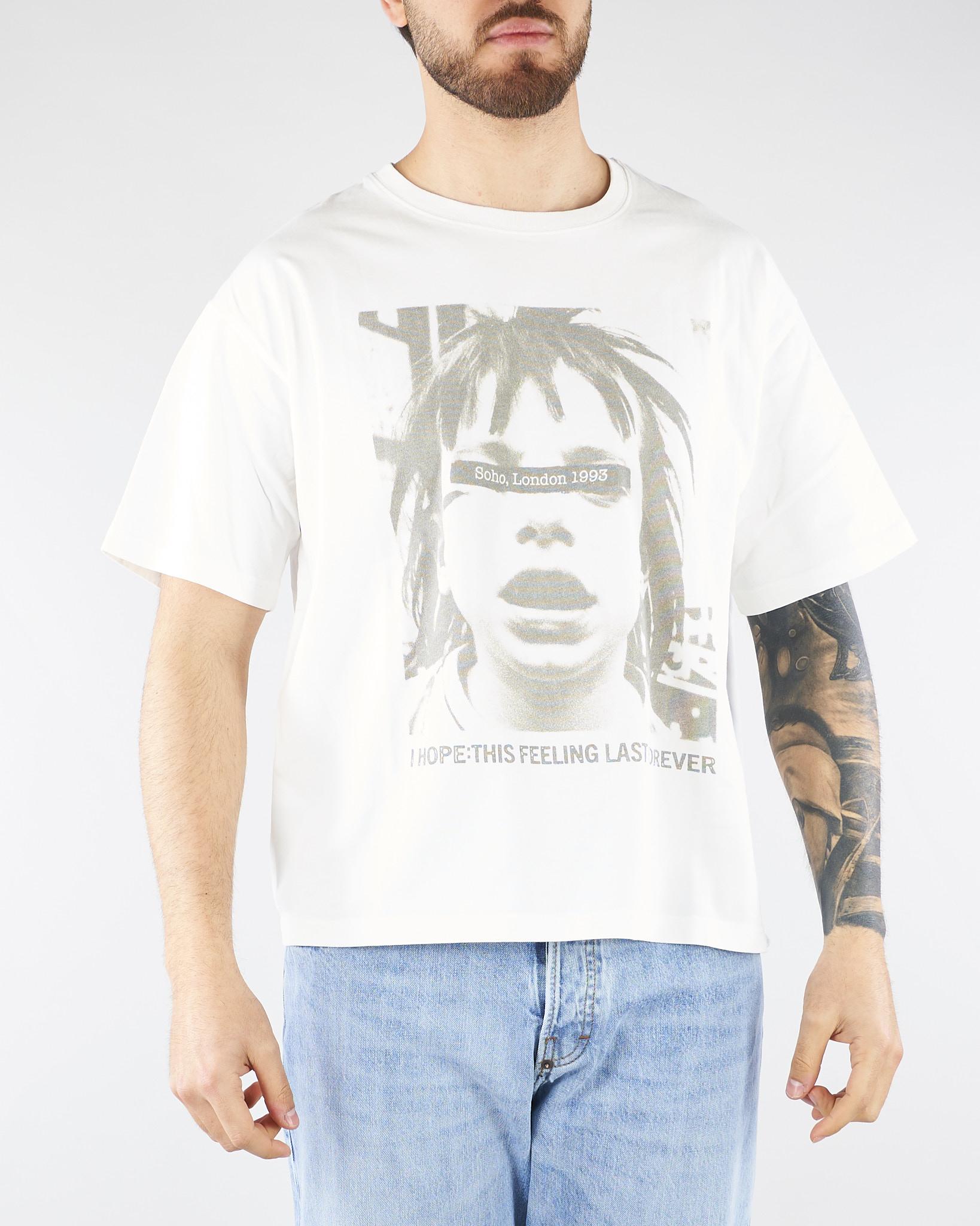 T-shirt Boxy Bianco con stampa HTEM321802 214 ACUPUNCTURE 