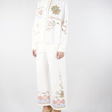 Pantalone bianco in bull di cotone con ricami WKDADUNCO 9 MAX MARA WEEKEND 