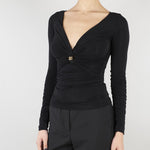 Maglia Nero in jersey con dettaglio gioiello MD02962E2 110 ELISABETTA FRANCHI 