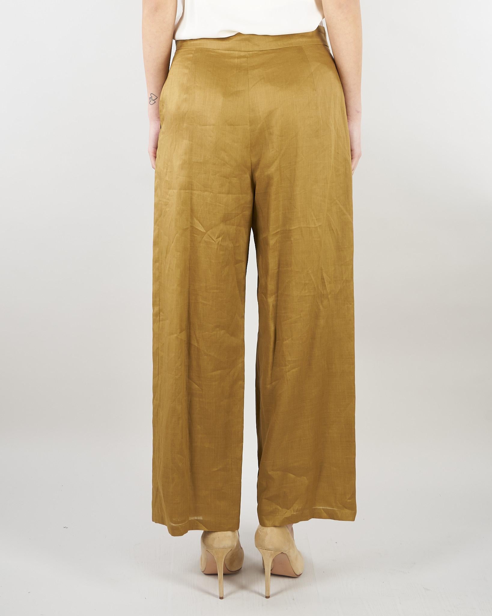 Pantalone Senape crop in tela ramié MSTTARTUFO 53 MAX MARA STUDIO 