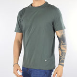 T-shirt Verde con ricamo logo al fondo