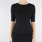 Top Nero-Burro in maglia con bande in viscosa lucida MK67S61E2 685 ELISABETTA FRANCHI 