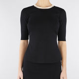Top Nero-Burro in maglia con bande in viscosa lucida MK67S61E2 685 ELISABETTA FRANCHI 