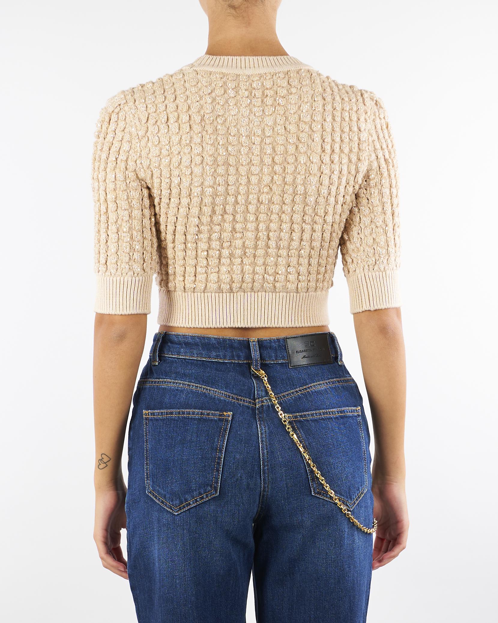 Top Honey in maglia bouclé con paillettes MK18Q56E2 EA2 ELISABETTA FRANCHI 