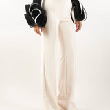 Pantalone palazzo in crêpe stretch con rivetto logo Elisabetta Franchi