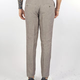 Pantalone Tortora in puro lino con elastico in vita