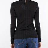 Maglia Nero in filato di viscosa con dettagli logo MK22S56E2 110 ELISABETTA FRANCHI 
