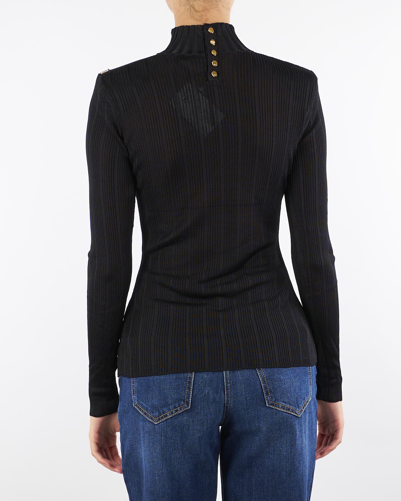 Maglia Nero in filato di viscosa con dettagli logo MK22S56E2 110 ELISABETTA FRANCHI 