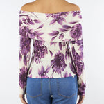 Maglia a fantasia Panna-Viola con scollo a barca TP3620 12785 TWIN SET 