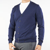 Cardigan Blu in pura lana merinos 86613 402 JEORDIE'S 