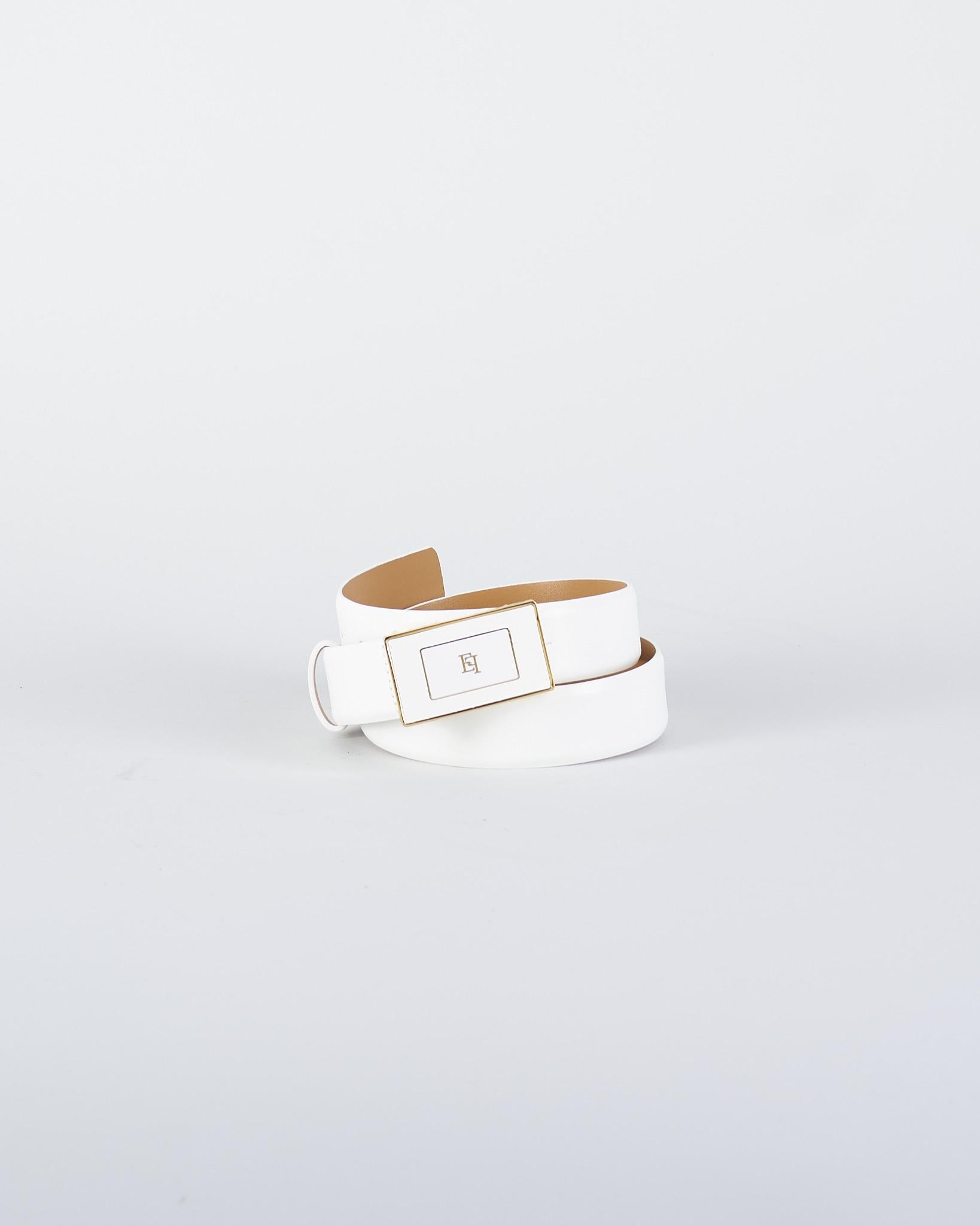 Cintura Avorio in pelle con placca logo CT78S56E2 360 ELISABETTA FRANCHI 