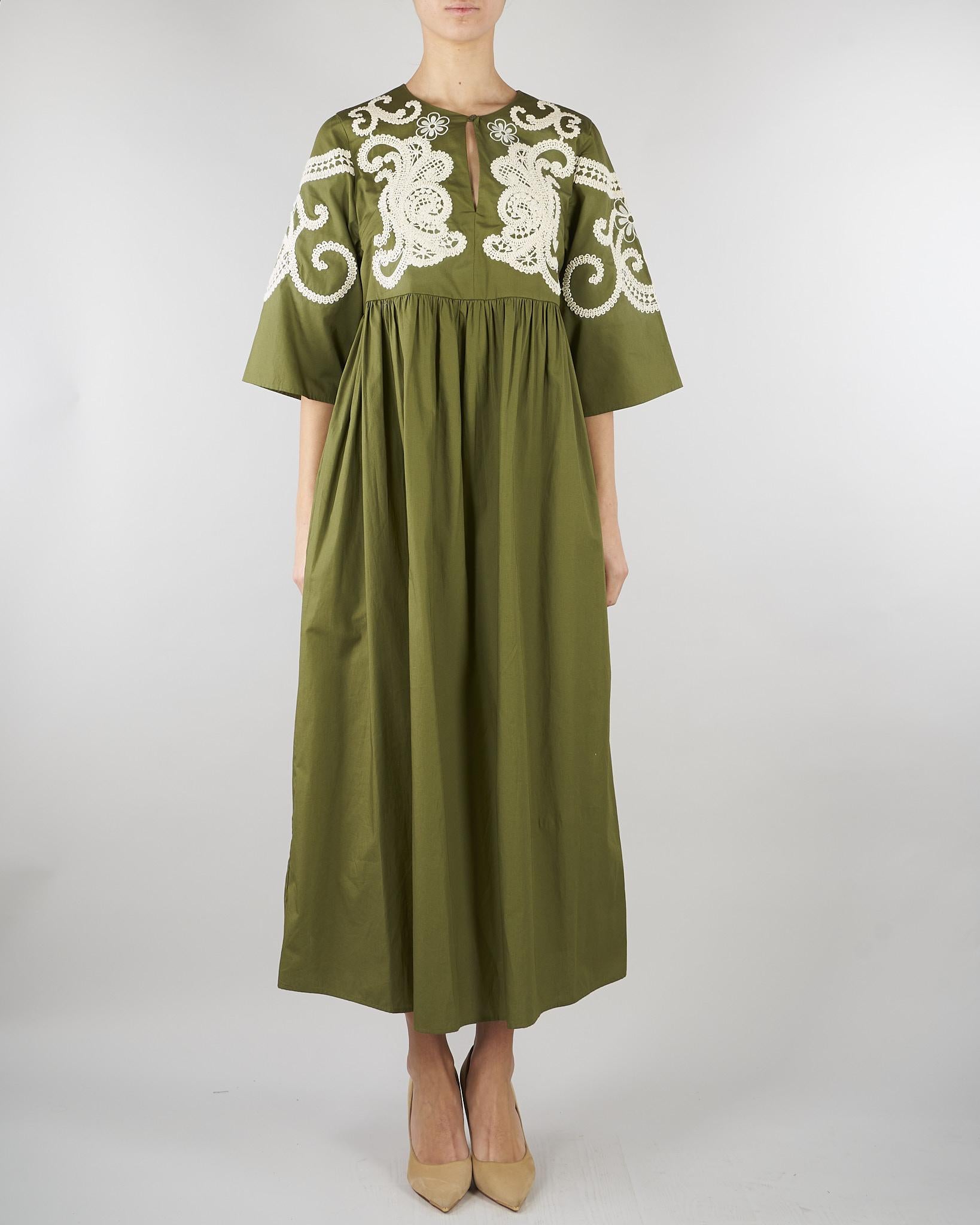 Abito Verde in popeline di cotone con ricami WKDTILDE 2 MAX MARA WEEKEND 