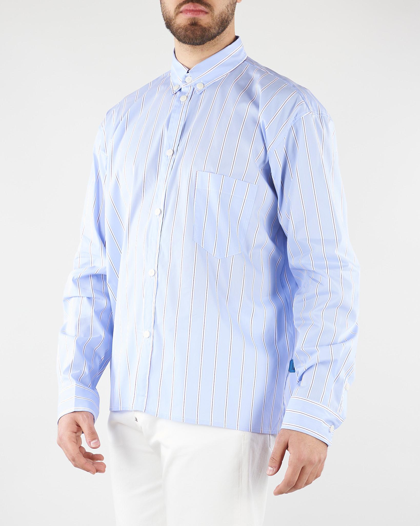 Camicia Celeste in cotone a righe CAU3DICI065B 30 3DICI 