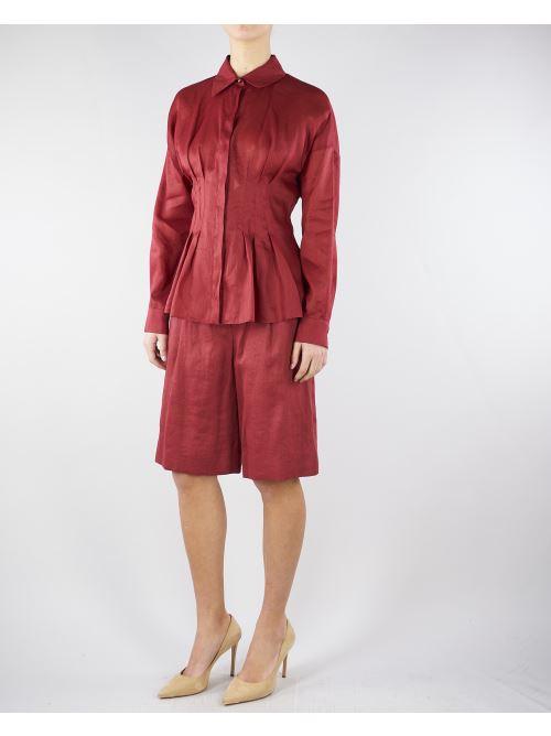 Bermuda Rosso lungo in tela di lino MSTCARAVAN 32 MAX MARA STUDIO 