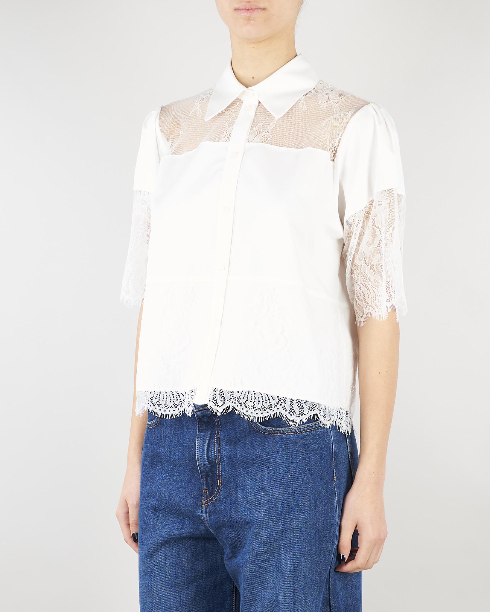 Camicia Bianco in cotone con pizzo RA6142T544A 11111 BLUGIRL 