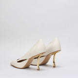 Decollette in pelle cut-out con tacco gold Wo Milano