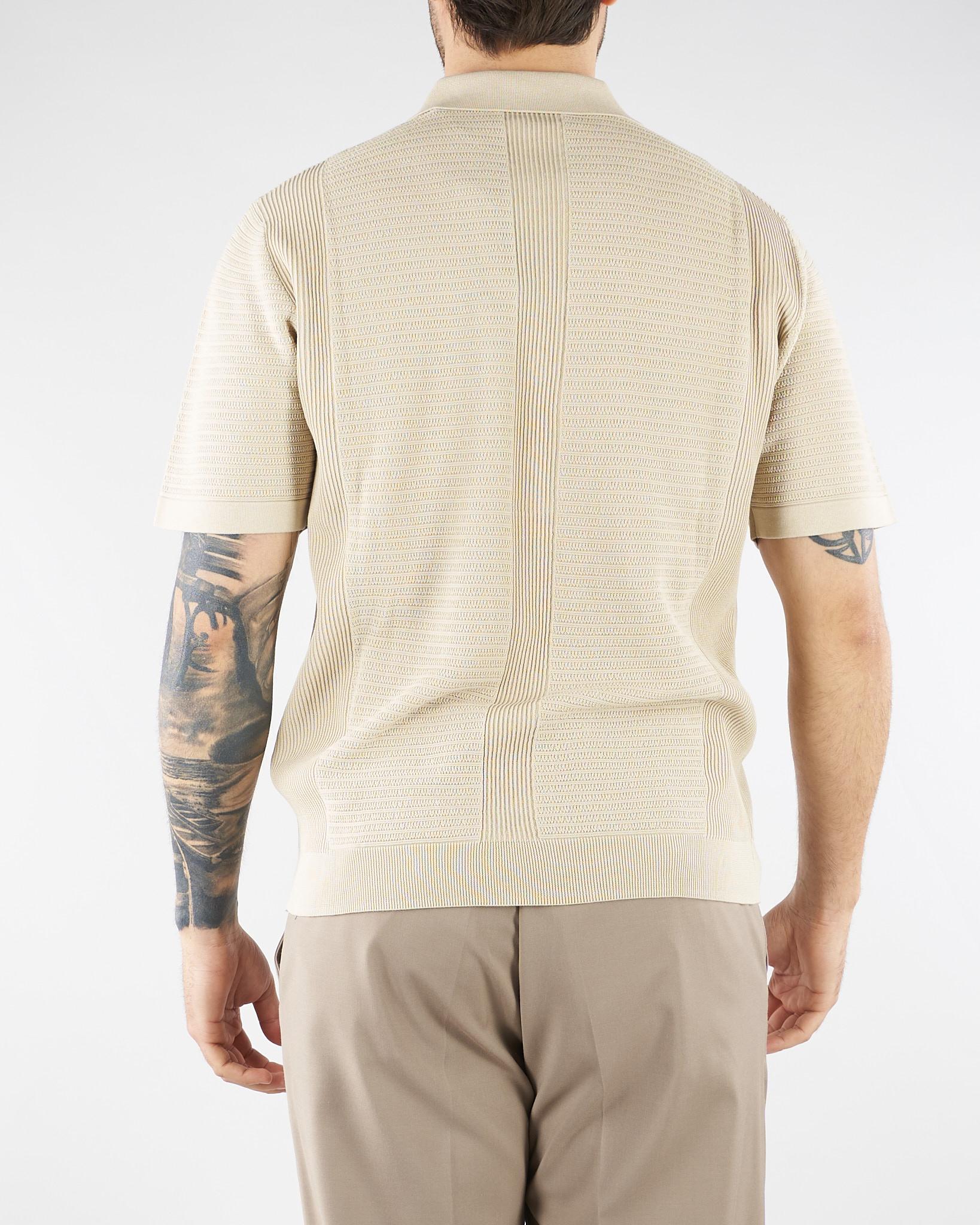 Polo jacquard Beige in maglia lavorata A027F300 1420 PAOLO PECORA 