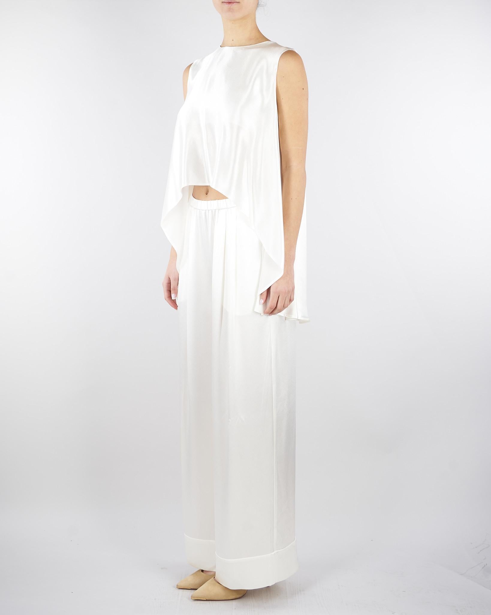 Top Bianco in satin con fondo asimmetrico SS260045 1 ELEH 