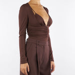 Body Coffee in jersey crêpe con drappeggi BO00356E2 EA3 ELISABETTA FRANCHI 