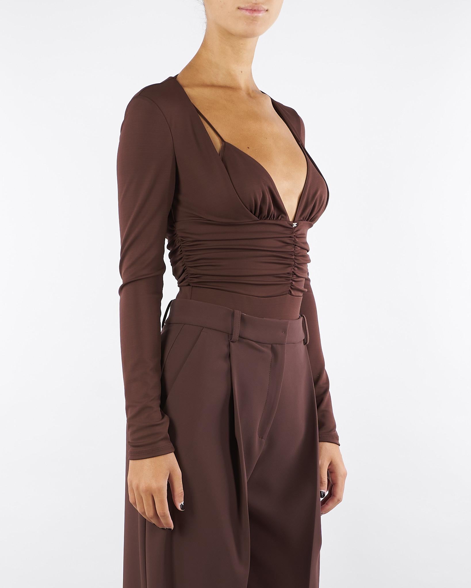 Body Coffee in jersey crêpe con drappeggi BO00356E2 EA3 ELISABETTA FRANCHI 