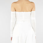 Body Avorio in jersey crêpe leggero con drappeggi BO01561E2 360 ELISABETTA FRANCHI 