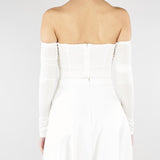 Body Avorio in jersey crêpe leggero con drappeggi BO01561E2 360 ELISABETTA FRANCHI 