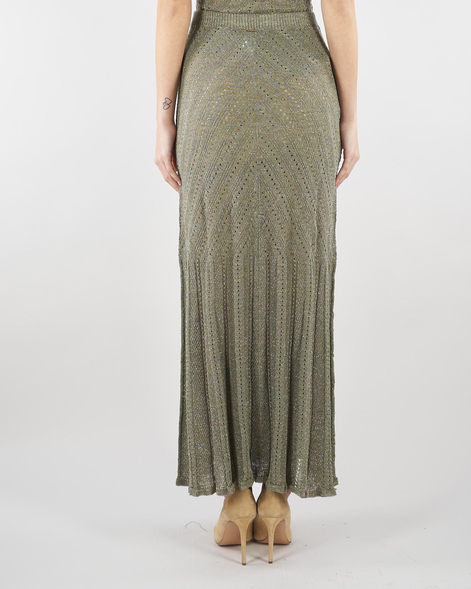 Gonna lunga Verde in maglia di lino con lurex TT3211 13565 TWIN SET 
