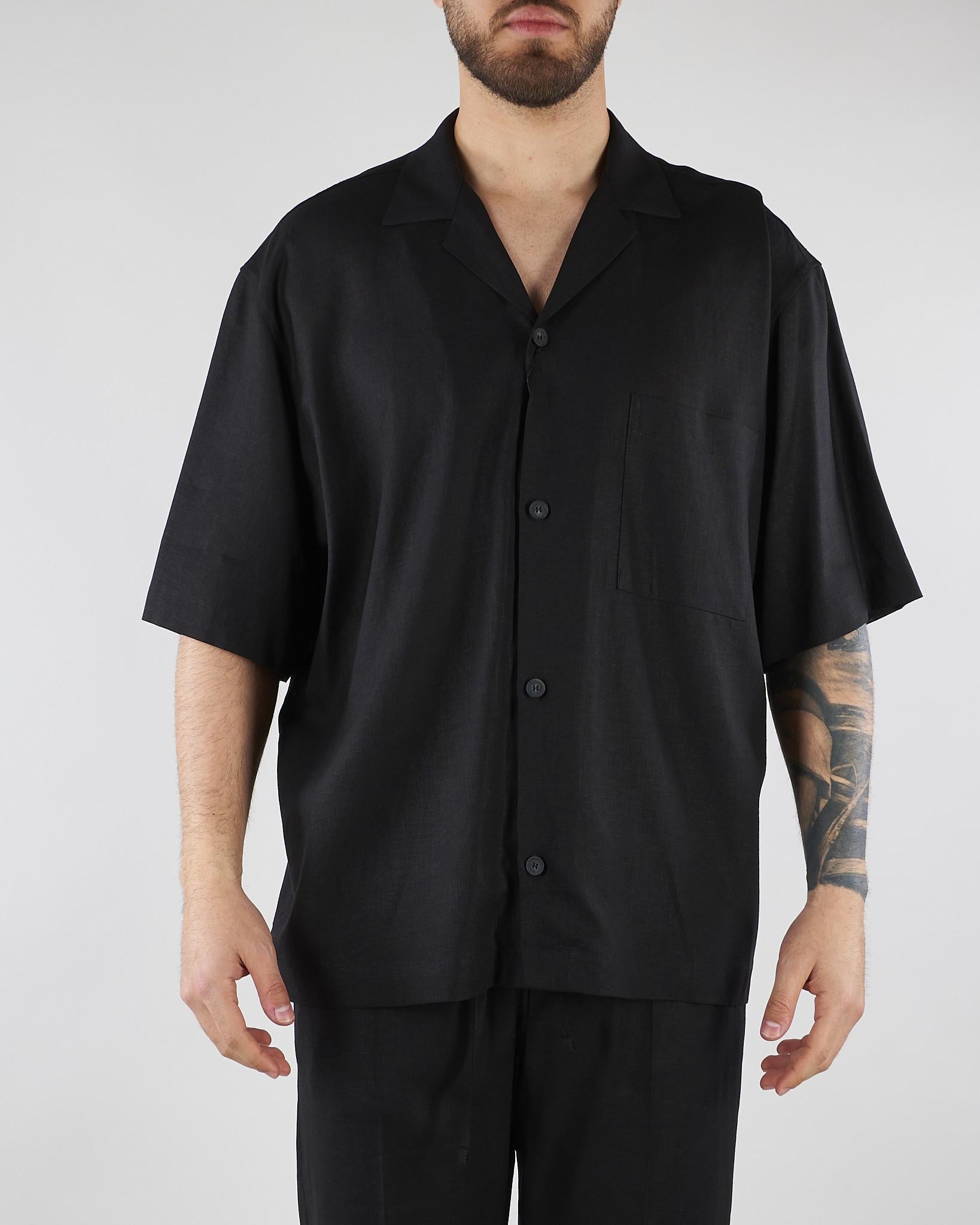 Camicia Nero in lino CA3637 9 I'M BRIAN 