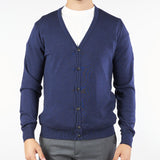 Cardigan Blu in pura lana merinos 86613 402 JEORDIE'S 