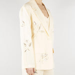 Giacca Ecru in lino con ricamii in paillettes SP5NT051 1004 ICONA 