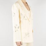 Giacca Ecru in lino con ricamii in paillettes SP5NT051 1004 ICONA 