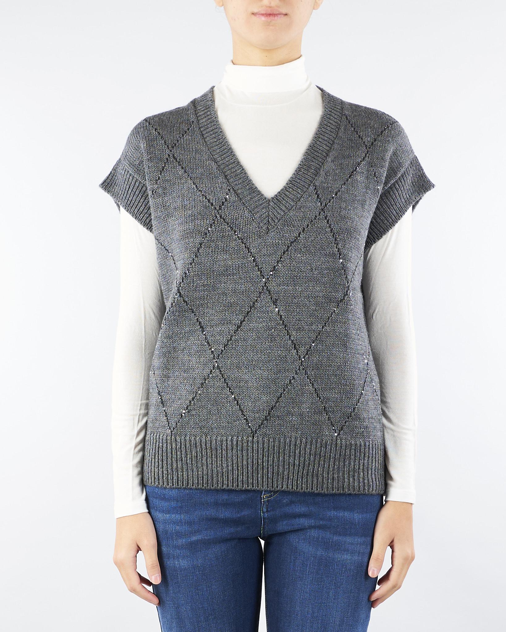 Gilet jacquard Grigio RI5FP010 0W07 ICONA 