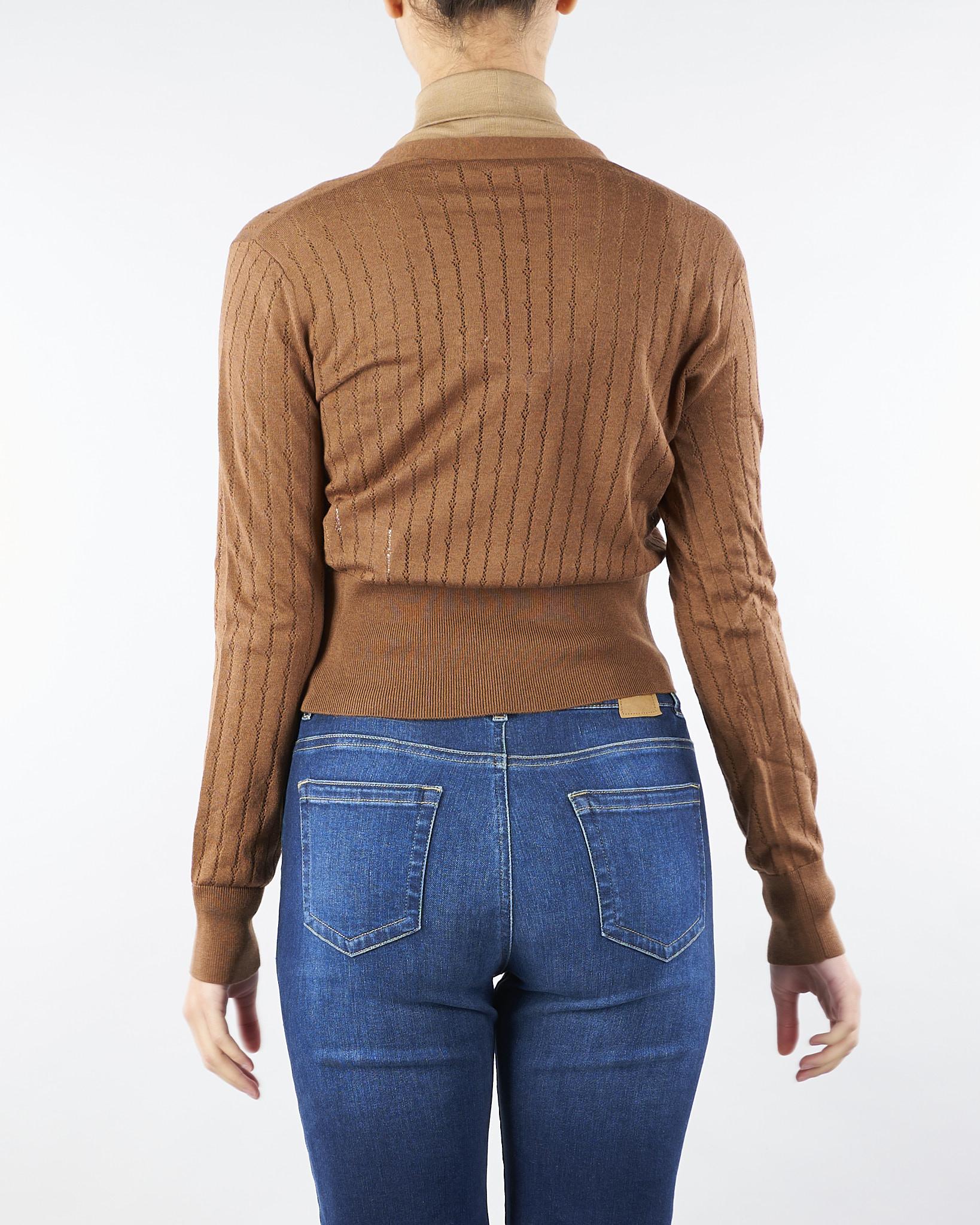 Cardigan Caramello in filato di lana e seta con paillettes NOGARA 3 MAX MARA STUDIO 